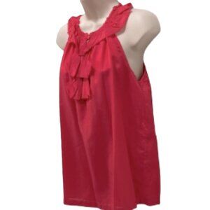 J CREW SILK Blend Halter Ruffled Satin Sleeveless Ruffled Blouse Womens XS